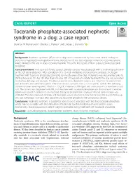 Toceranib Phosphate-Associated Nephrotic Syndrome in a Dog: a Case Report Shannon M