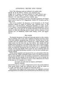 APPENDIX: METRE and VERSE (Note. the Following Works