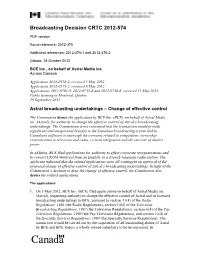 Broadcasting Decision CRTC 2012-574
