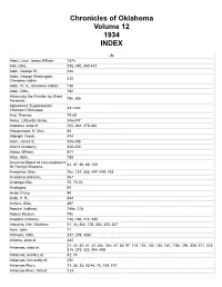 Chronicles of Oklahoma Volume 12 1934 INDEX