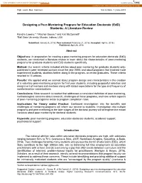 Designing a Peer-Mentoring Program for Education Doctorate (Edd) Students: a Literature Review