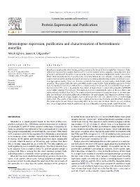 Heterologous Expression, Purification and Characterization Of