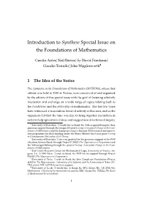 Introduction to Synthese Special Issue on the Foundations of Mathematics