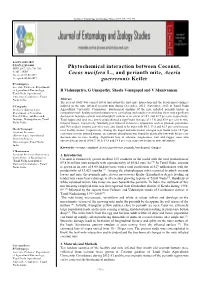 Phytochemical Interaction Between Coconut, Cocos Nucifera L., And