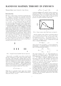 Random Matrix Theory in Physics