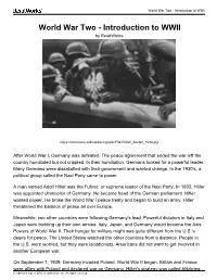 World War Two - Introduction to WWII