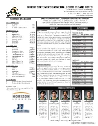 Wright State Men's Basketball 2020-21 Game Notes