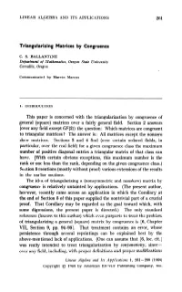 261 Triangularizing Matrices by Congruence This Paper Is
