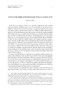 A Note on the Simile of the Rout in the Posterior Analytics Ii 19