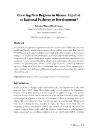 Creating New Regions in Ghana: Populist Or Rational Pathway to Development?