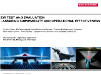 Ew Test and Evaluation - Assuring Survivability and Operational Effectiveness