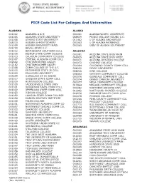 FICE Code List for Colleges and Universities (X0011)