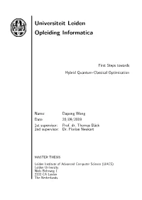 First Steps Towards Hybrid Quantum-Classical Optimization