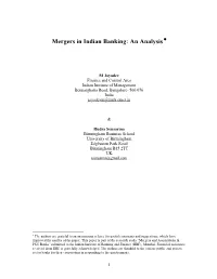 Mergers in Indian Banking: an Analysis 