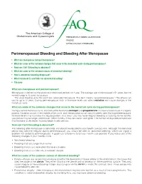 Perimenopausal Bleeding and Bleeding After Menopause