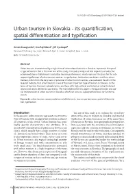 Urban Tourism in Slovakia - Its Quantification, Spatial Differentiation and Typification