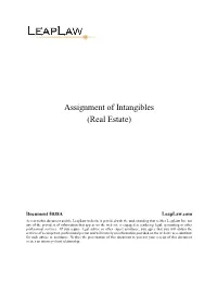 Assignment of Intangibles (Real Estate)