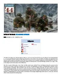 BATTLE of the BULGE: the ARDENNES OFFENSIVE Belligerents