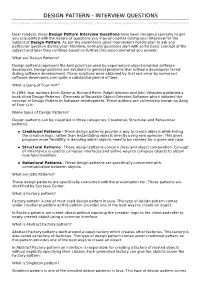 Design Pattern Interview Questions