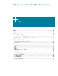 HP Compaq Nc4200 Notebook PC Software Overview