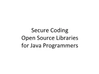 Secure Coding Open Source Libraries for Java Programmers