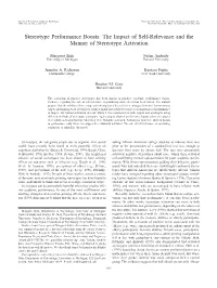 Stereotype Performance Boosts: the Impact of Self-Relevance and the Manner of Stereotype Activation
