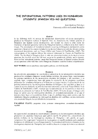 The Intonational Patterns Used in Hungarian Students' Spanish Yes