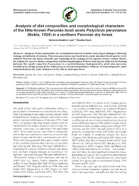 Analysis of Diet Composition and Morphological Characters of The