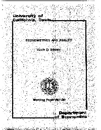Econometrics and Reality