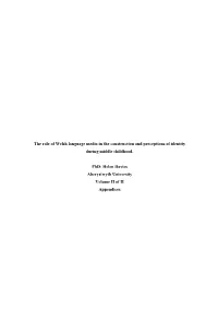 Helen Davies Aberystwyth University Volume II of II Appendices