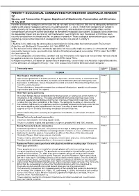 Priority Ecological Communities for Western Australia Version 32