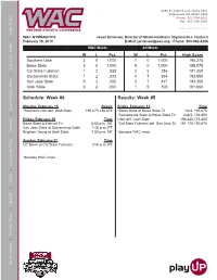 Schedule: Week #6 Results: Week #5