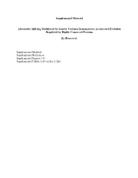 Supplemental Material Alternative Splicing Modulated by Genetic