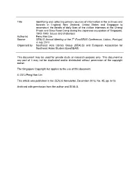 Title Identifying and Collecting Primary Sources of Information in The
