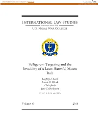 Belligerent Targeting and the Invalidity of a Least Harmful Means Rule