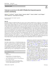 Cetacean Occurrence in the Gulf of Alaska from Long-Term Passive