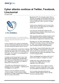 Cyber Attacks Continue at Twitter, Facebook, Livejournal 10 August 2009
