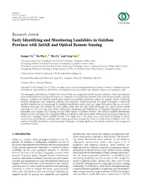 Early Identifying and Monitoring Landslides in Guizhou Province with Insar and Optical Remote Sensing