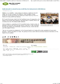 India Intends to Extend 0M Credit Line for Joint Projects with Belarus | E