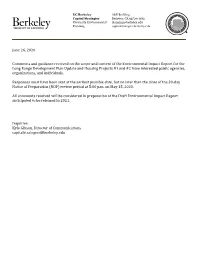 June 26, 2020 Comments and Guidance Received on the Scope