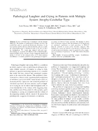 Pathological Laughter and Crying in Patients with Multiple System Atrophy-Cerebellar Type