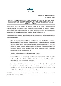 Update on Austal USA Maintenance and Modernization Contract
