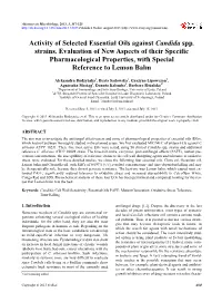 Activity of Selected Essential Oils Against Candida Spp. Strains. Evaluation of New Aspects of Their Specific Pharmacological Pr