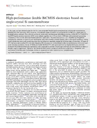 High-Performance Flexible Bicmos Electronics Based on Single-Crystal