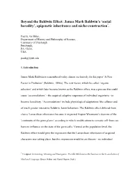 James Mark Baldwin's 'Social Heredity', Epigenetic Inheritance