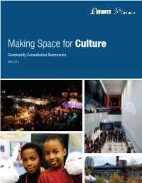 Making Space for Culture: Community Consultation Summaries