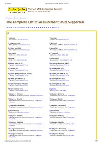 The Complete List of Measurement Units Supported