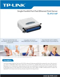 TL-PS110P Single Parallel Port Fast Ethernet Print Server