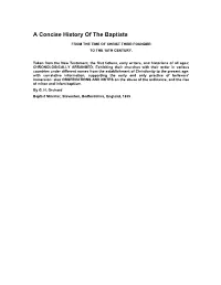 A Concise History of the Baptists
