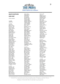 Death Notice List of Names